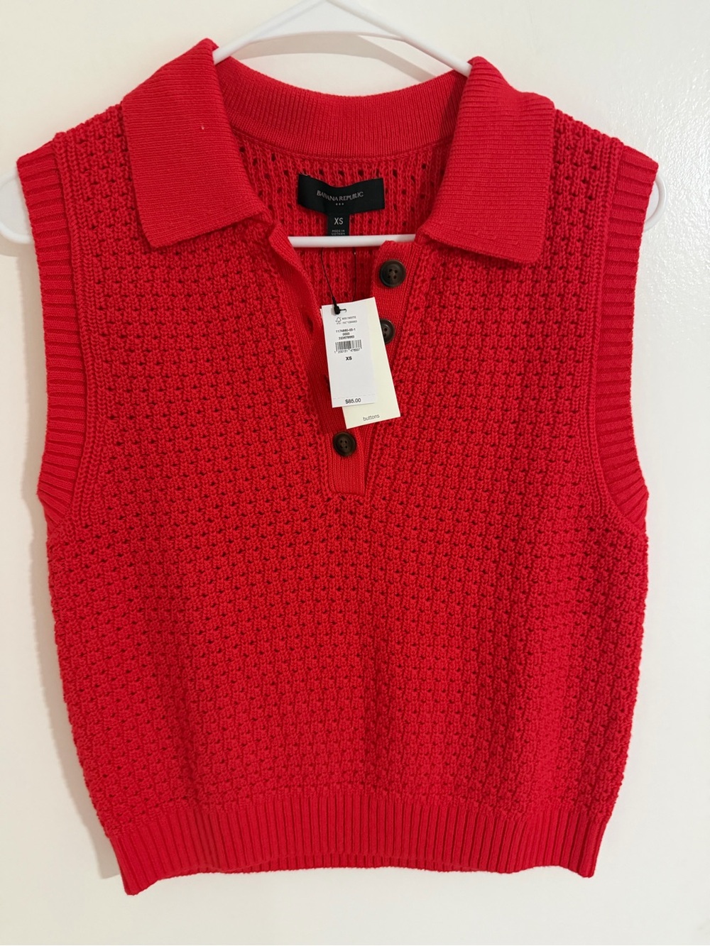 Banana Republic Red Sleeveless Polo Knit Vest
